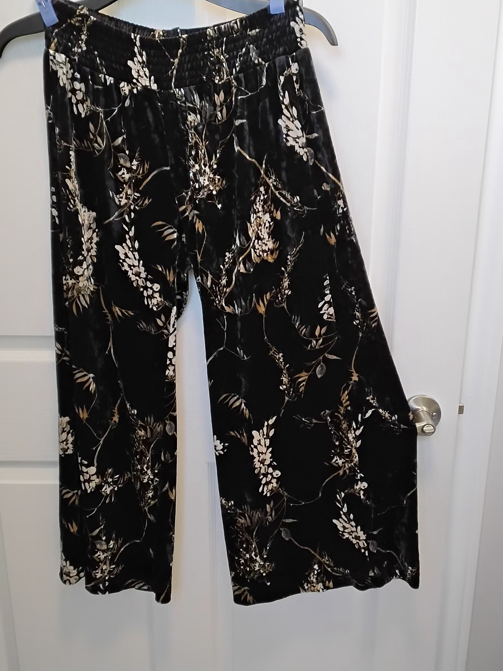 Indigo Rein Black Velvet Wide-Leg Plazzo Pants SIZE L